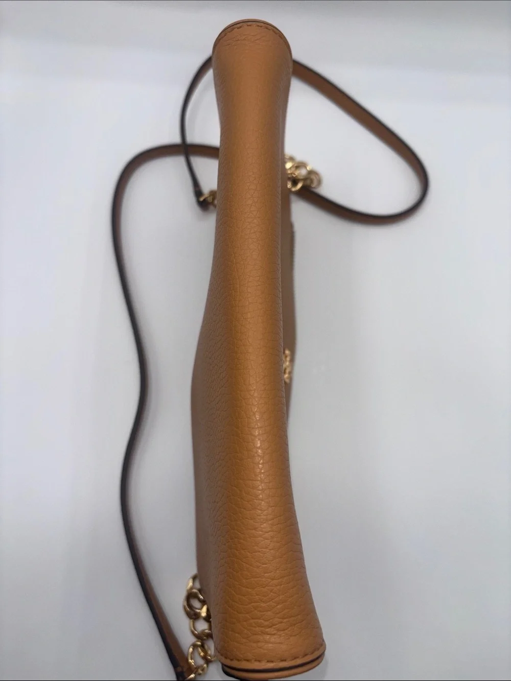 Tory Burch Pebbled Leather Crossbody in Taffee Brown with Gold Hardware
